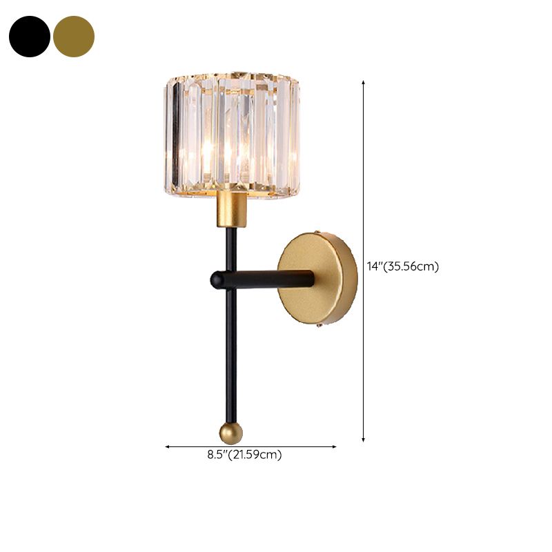 Crystal Cylinder Shape Wall Light Modern Style 1 Light Wall Light Sconce
