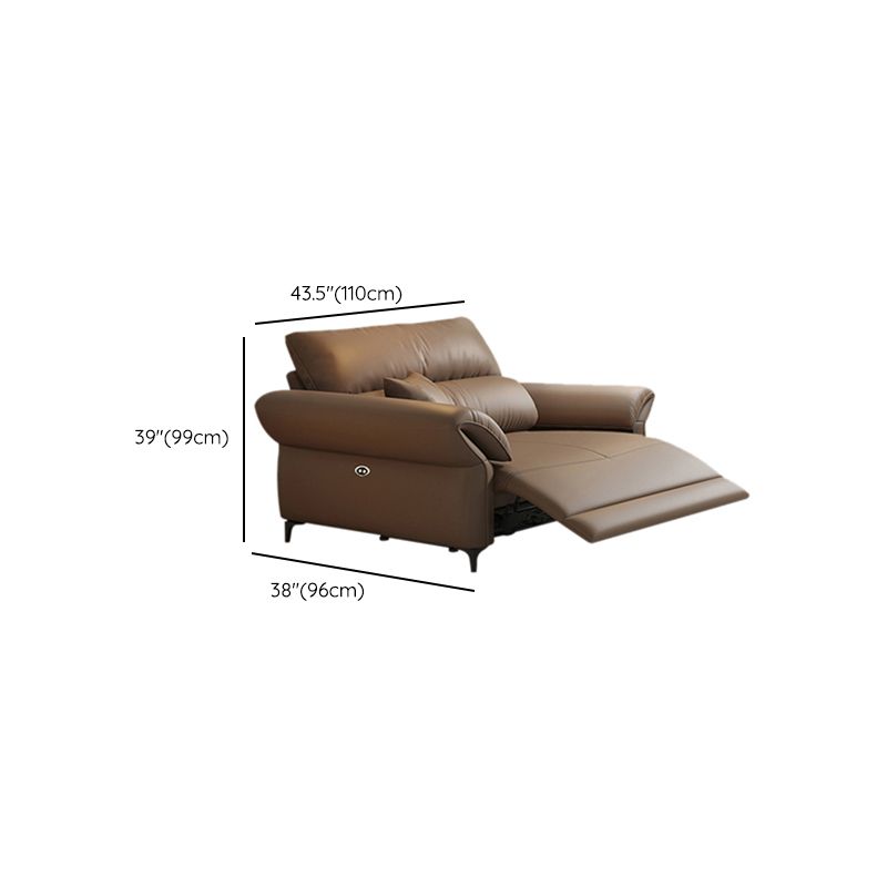 Pillow Top Arm Power - Push Button Scratch Resistant Genuine Leather Sofa