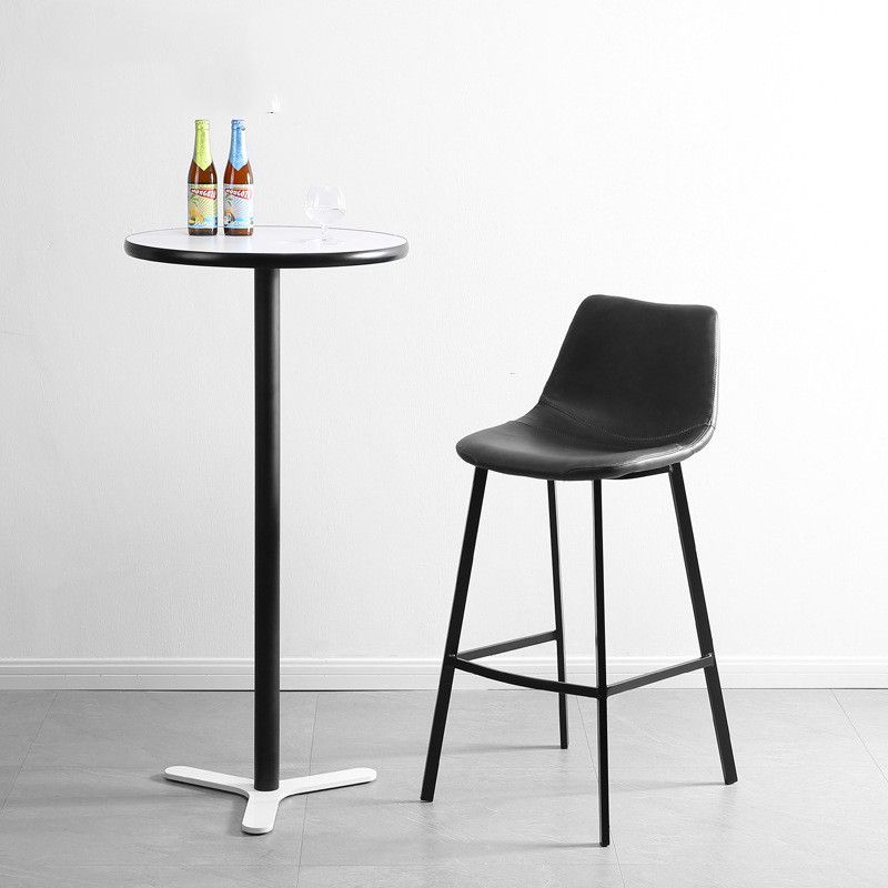 Contemporary Leather Bar Height Stool Metal Base Bar Stool for Living Room
