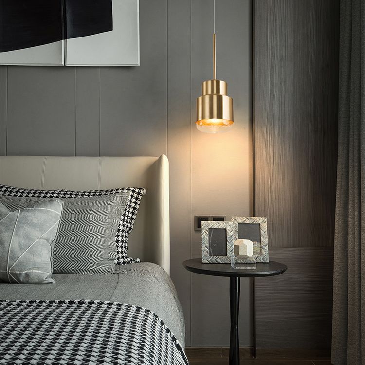 Metal 1 Light LED Pendant Lamp Gold Postmodern Hanging Light for Dinning Room