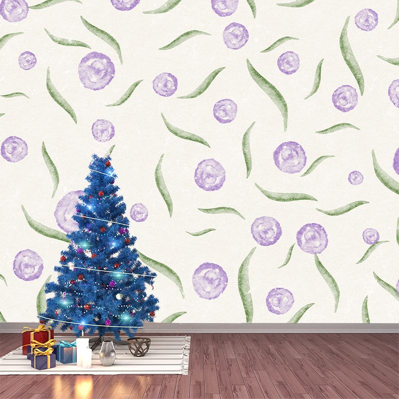 Modern Illustration Mural Wallpaper Plant Environment Friendly Bedroom Wall Mural