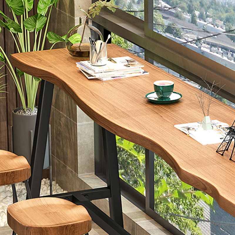 Trestle Base Solid Wood Rectangle Bar Table for Kitchen Dining Room