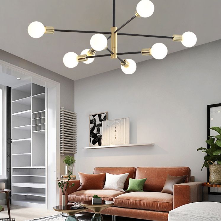 Zwarte moleculaire kroonluchter verlichting modern bolglas hangend licht licht voor woonkamer