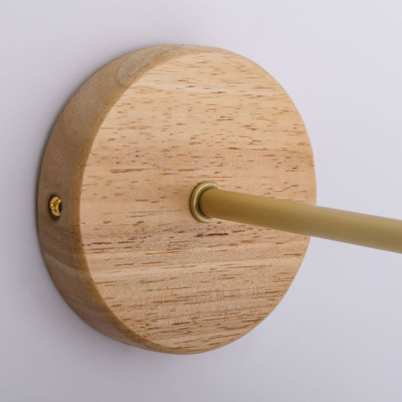 Modern Glass Shade Wall Light Fixture Wooden Wall Light Sconce for Bedroom