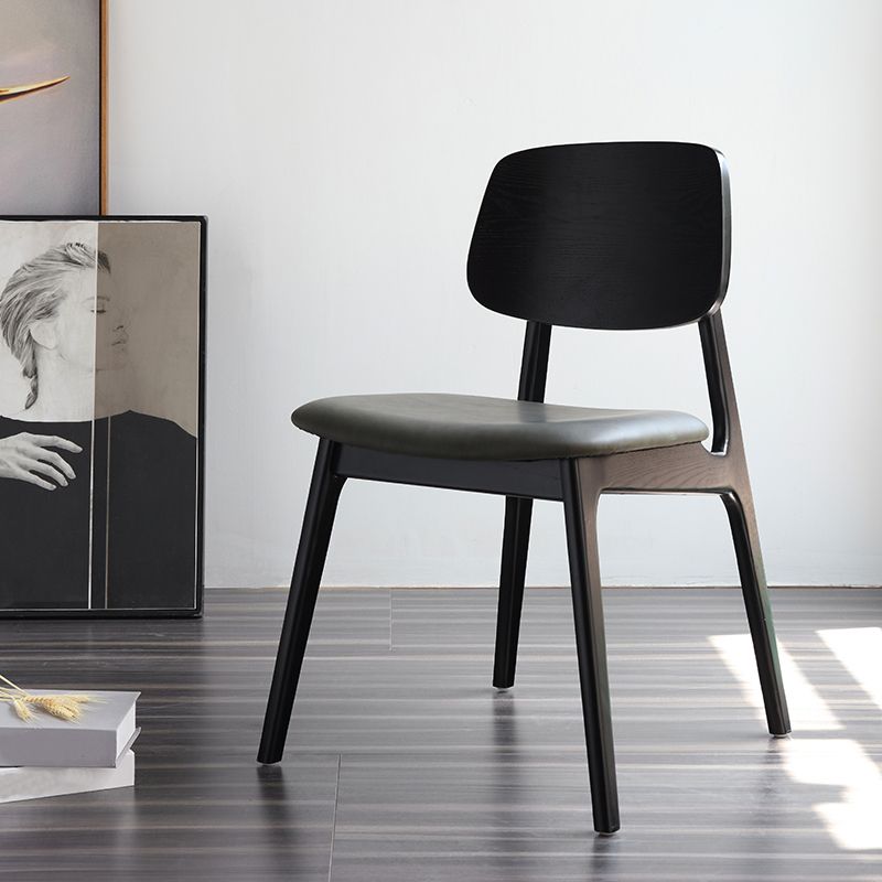 Silla de comedor moderna con respaldo abierto, silla lateral sin brazos de comedor de madera para el hogar