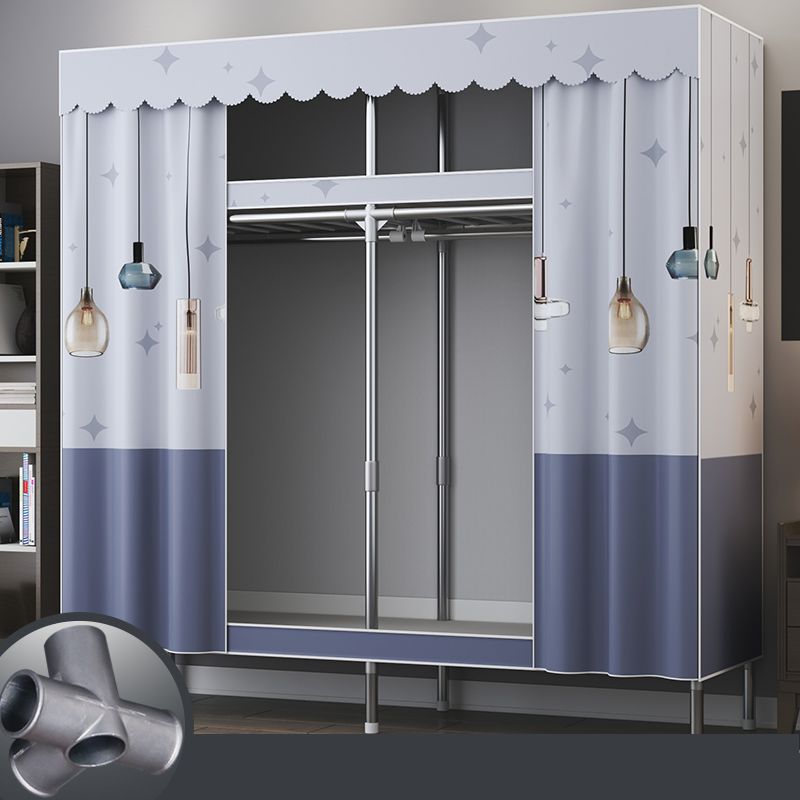 Contemporary Style Metal Wardrobe 2-Shelves Wardrobe Closet for Bedroom