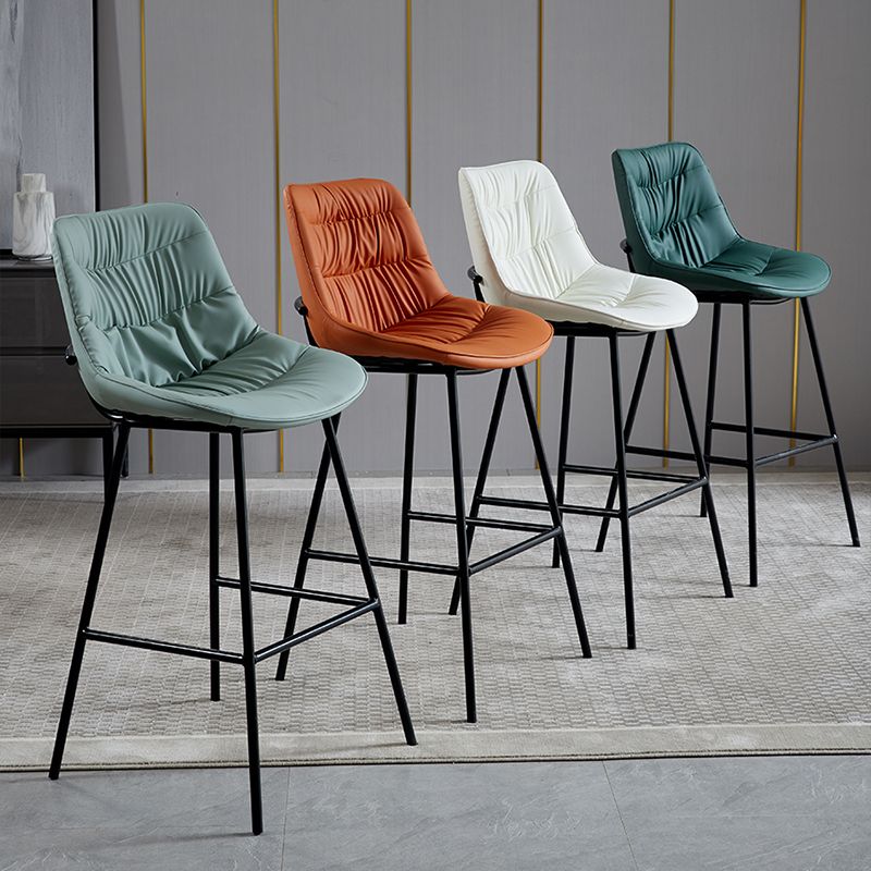 Modern Faux Leather Counter Stool Low Back Bar Stool with Footrest