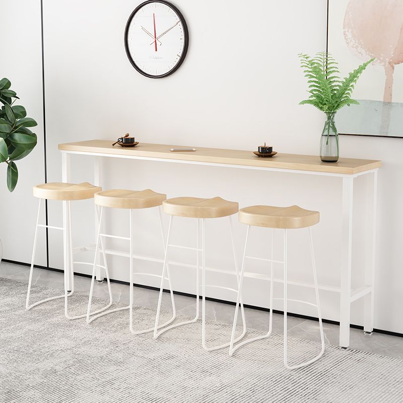 Modern Natural Bistro Bar Height Cocktail Table Rectangle Trestle Bistro Table