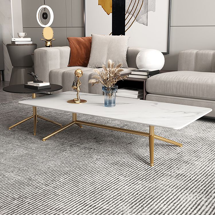 Glam Trestle Coffee Table Slate Rectangular Cocktail Table for Home