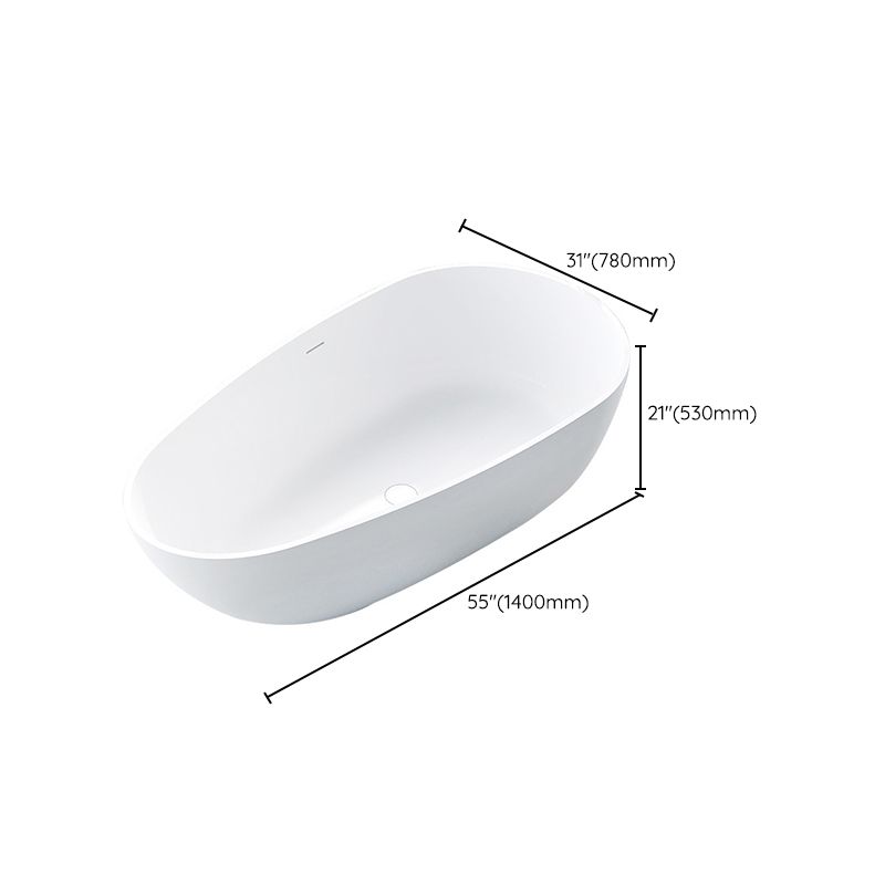 Soaking Stand Alone Tub with Drain Bathroom White Stone Bathtub