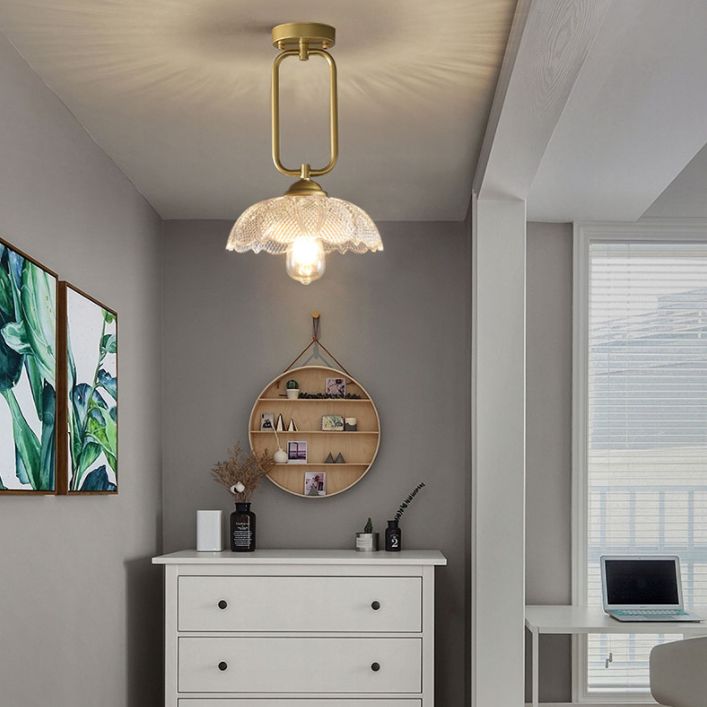Glass Shaded Semi Flush Mount Ceiling Light Nordic Gold Ceiling Flush Mount Light