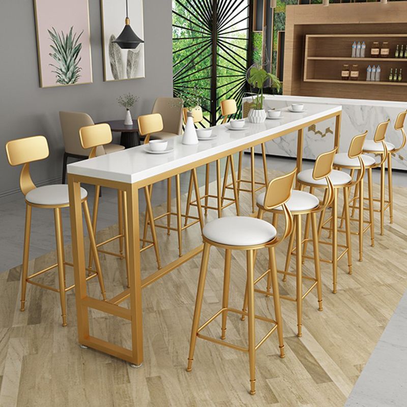 Glam Cushion Bar Stool Backrest Barstool with Gold Metal Legs