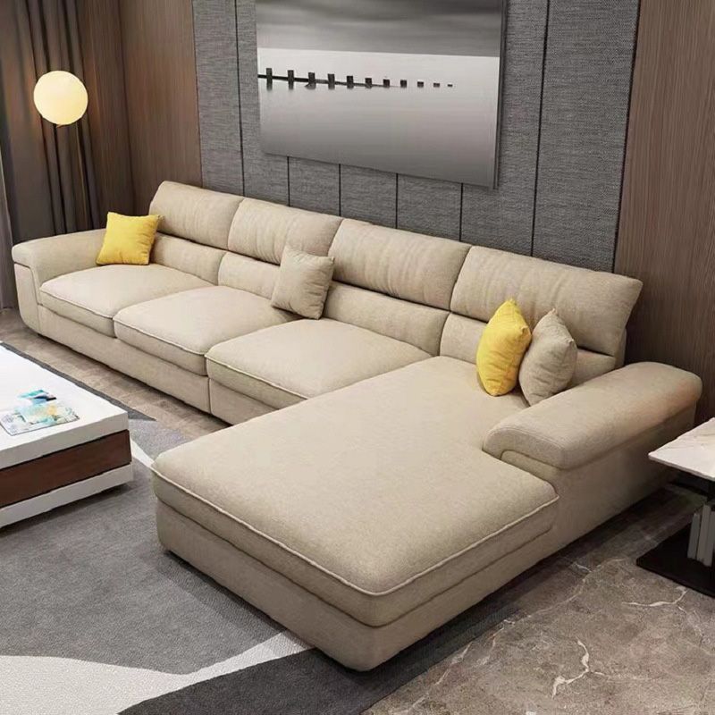 Contemporary 4-seater Fabric Sectional 125.98" W Pillow Top Arm