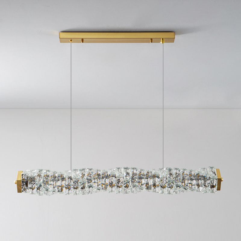 Single Modernism Golden Ceiling Light LED Crystal Kitchen Island Lighting