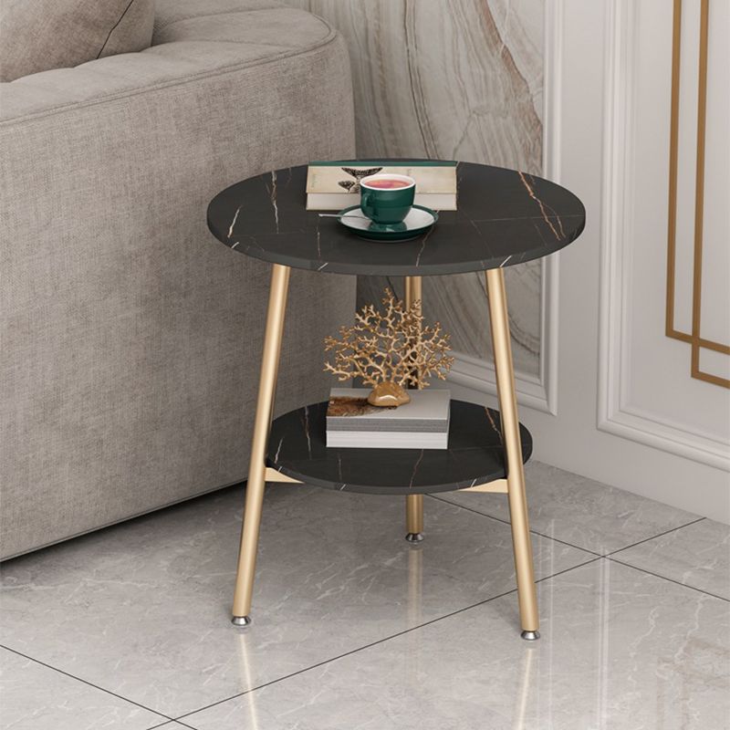 21.6"H X 19.6"W X 19.6"D Round Slate Top Side Table Metal 3 Legs End Table