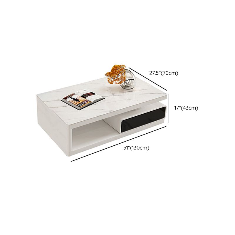 4 Drawers Coffee Table Rectangle Single Stone with Storage Shelf
