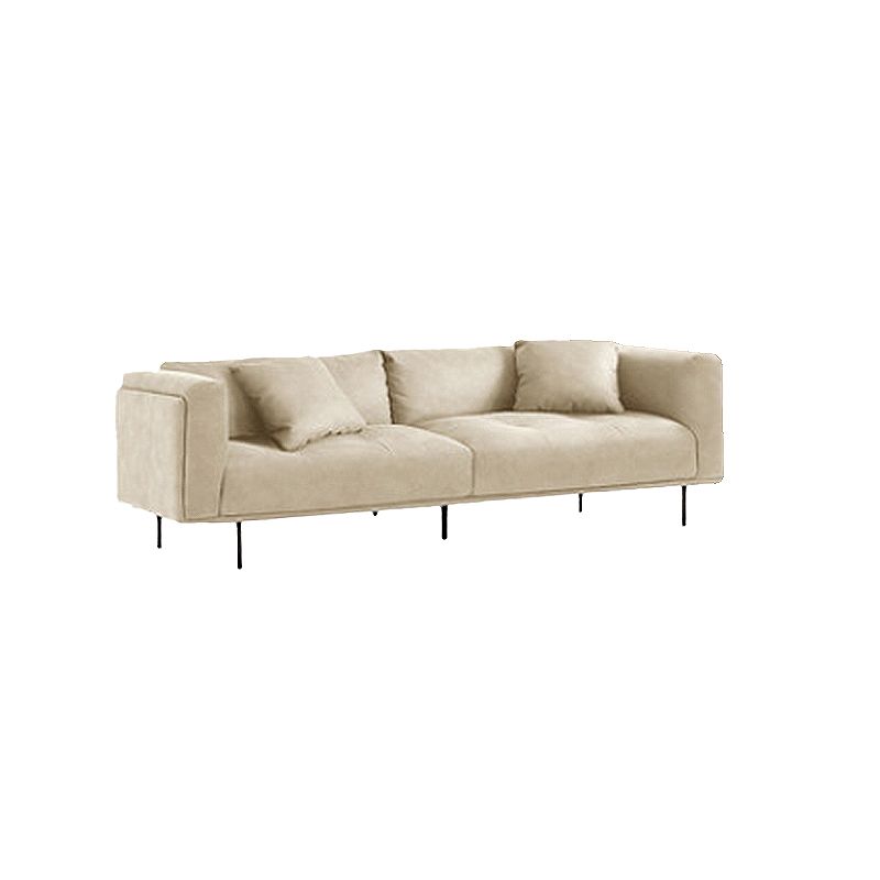Nordic Style Sectional Feather Cushion Filled Flannelette Beige Sofa
