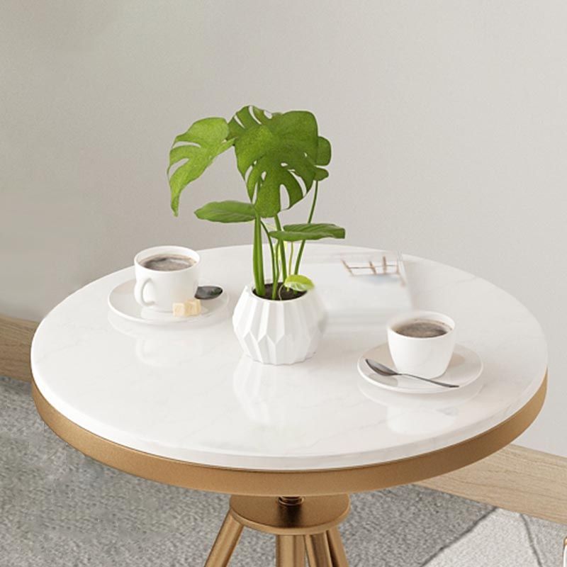 Traditional Luxury Round Dining Table Marble Top Table with Gold Metal Base