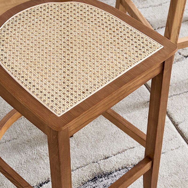 Contemporary Solid Wood Frame Stool Low Back Armless Bar Stool