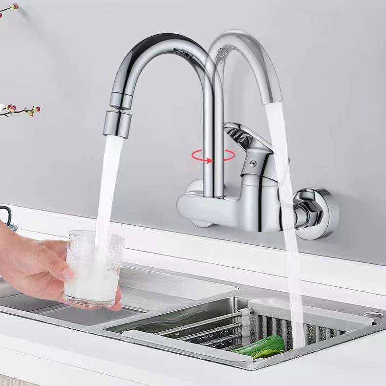 Kitchen Faucet Wall-mounted Brass Single Rod Handle Kitchen Faucet