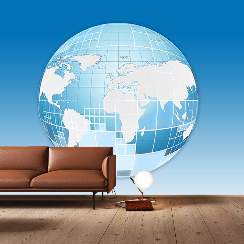 Map Illustration Wall Mural Contemporary Wall Decoration for Living Room