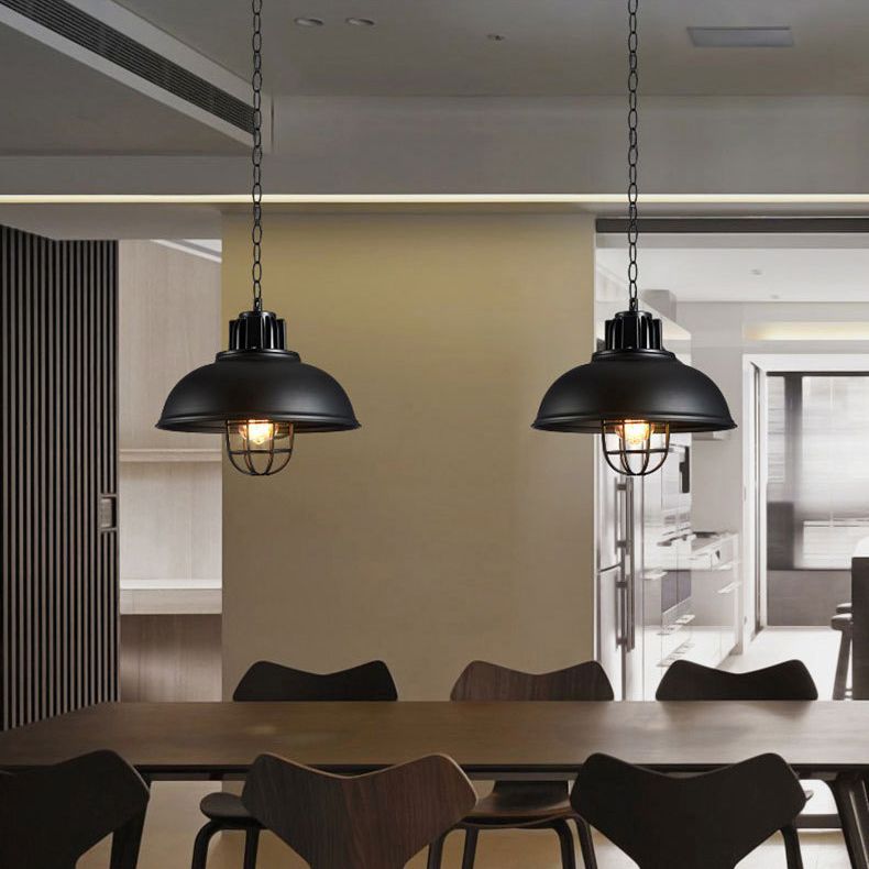 Dome-Shaped 1-Light Industrial Metal Pendant Light Hanging Ceiling Light