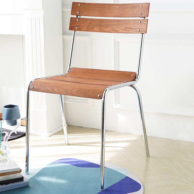 Dining Room Contemporary Silver Leg Open Back Armless Dining Chair