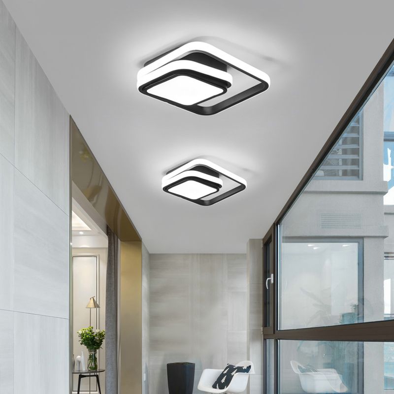 Plafonnier Led carré en aluminium, finition noire moderne, luminaire de plafond pour Foyer