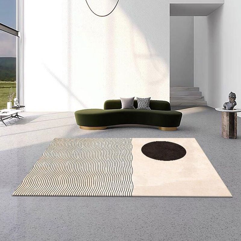 Modern Geometric Soft Rug Rectangle Polyester Loom Rug for Bedroom