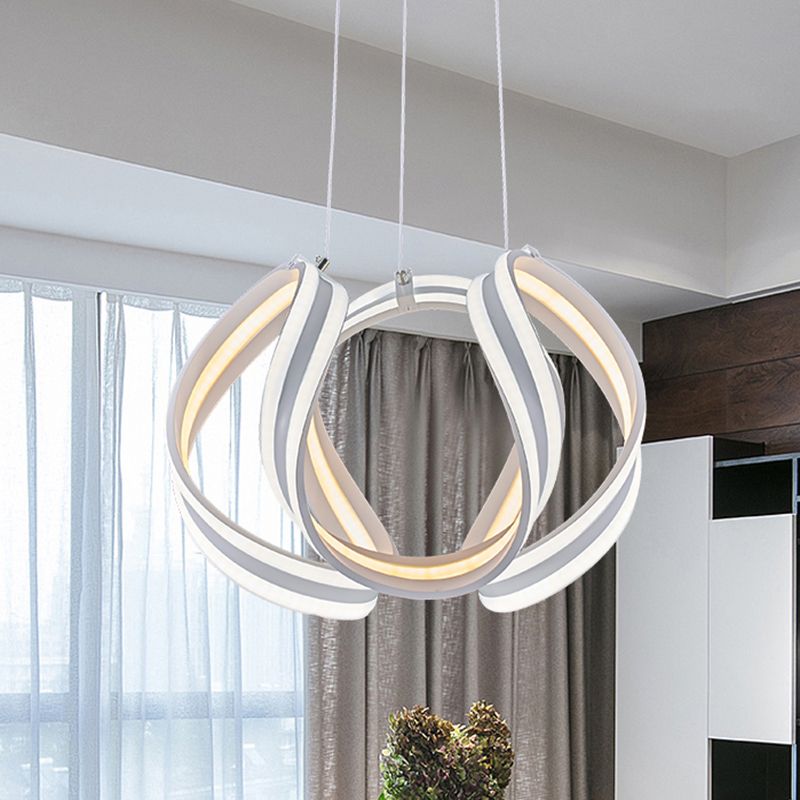 White/Brown Twisted Ceiling Lamp Simplicity Single Light Acrylic Chandelier in Warm/White/Natural Light