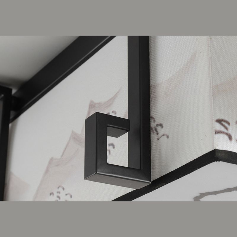 Montaje semi descarga LED rectangular beige en el estilo de techo de hierro forjado de estilo conciso tradicional con sombra de tela