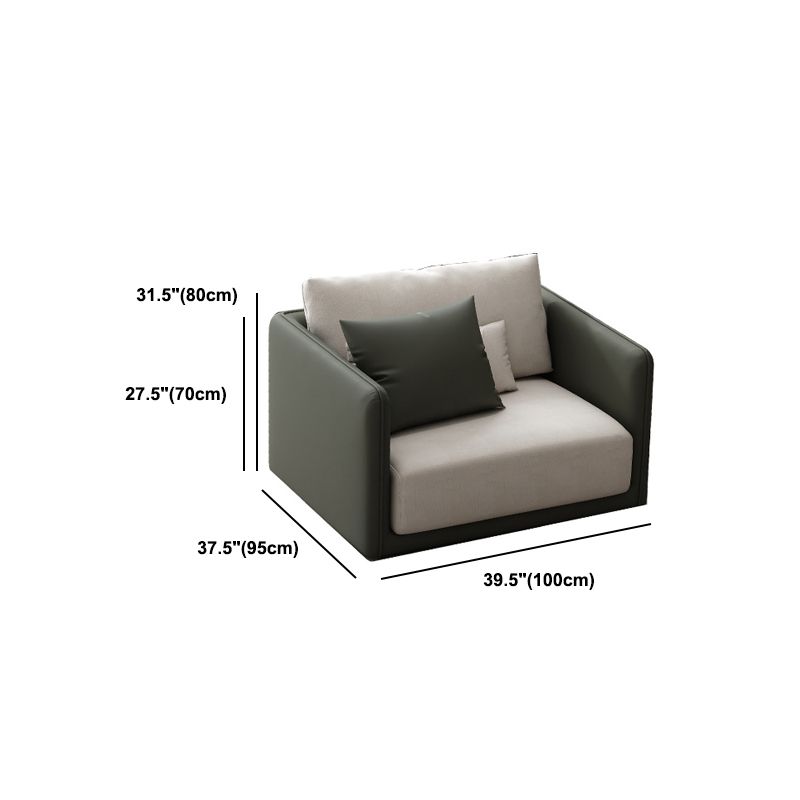 Faux Leather Sectional/Sofa with Pillow Back and Square Arms