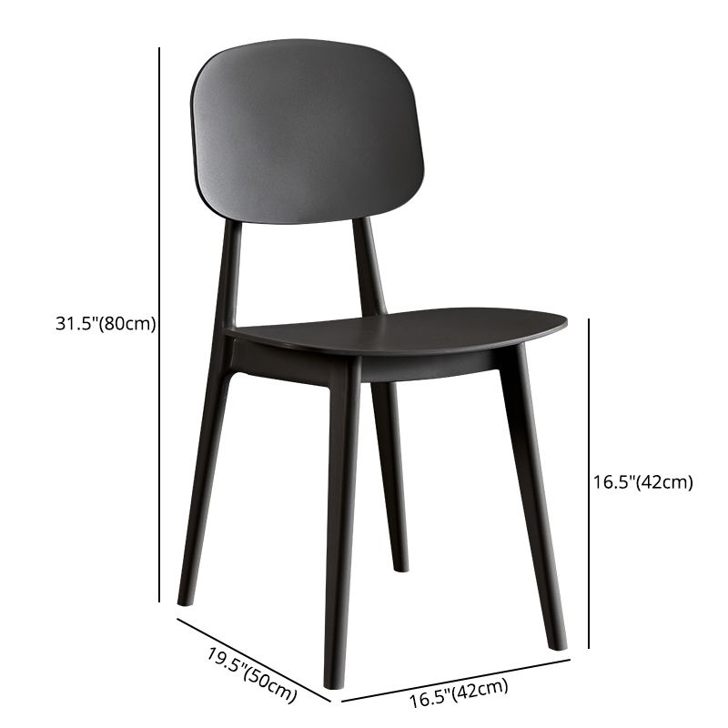 Contemporary Plastic Dining Chairs Open Back Dining Side Armless Chairs for Kitchen