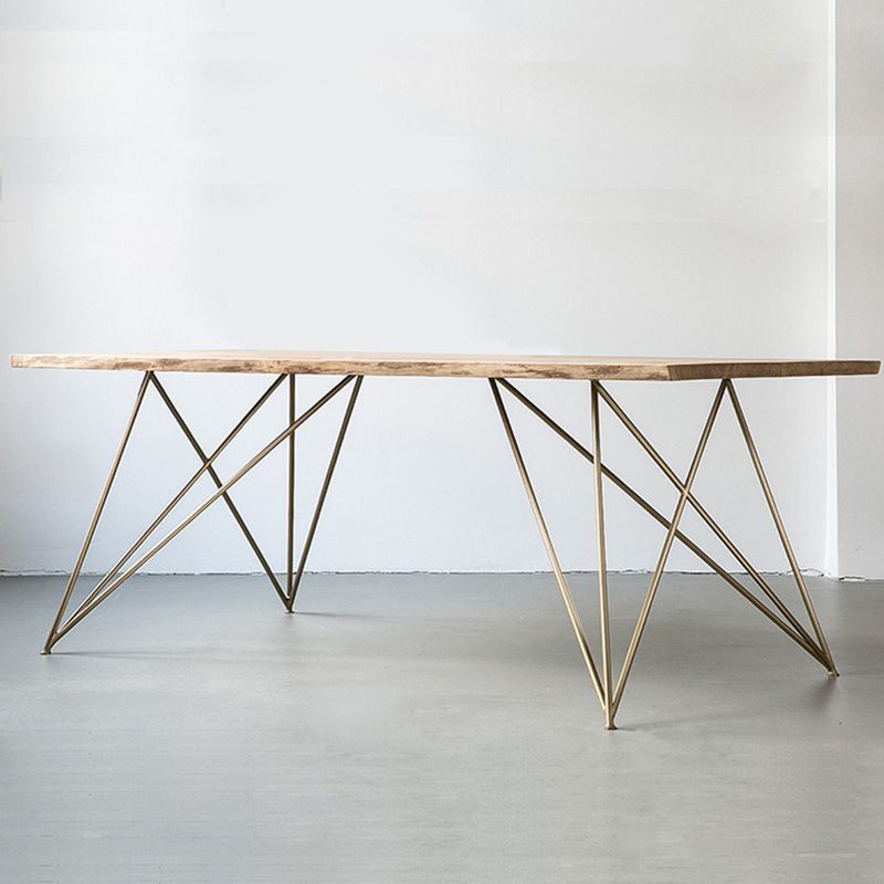 Tavolo da pranzo in stile rettangolo glam tavolo in legno fisso con legno massiccio