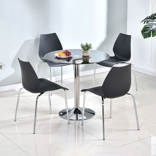 Contemporary Round Dining Room Table Tempered Glass Table with Tulip Base