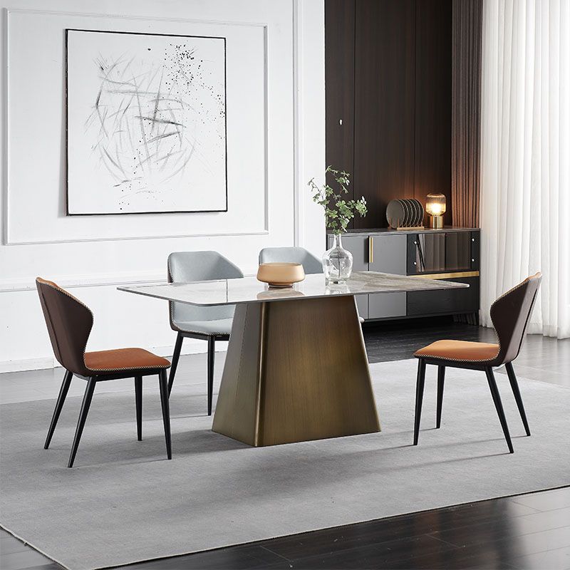 Silla de comedor de metal industrial, silla sin brazos de comedor de cuero sintético para uso en restaurantes