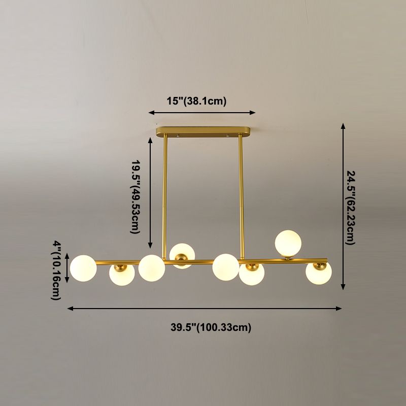 Moderne Stil Kugeldecke Anhänger Lichter weißes Glas 8 hängende Anhängerleuchten