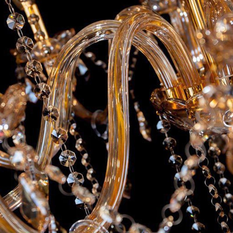 Traditional Luxury Candle Pendant Light Glass Indoor Chandelier with Crystal Decoration