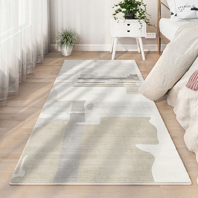 Light Gray Modern Rug Polyester Graphic Rug Non-Slip Backing Rug for Living Room