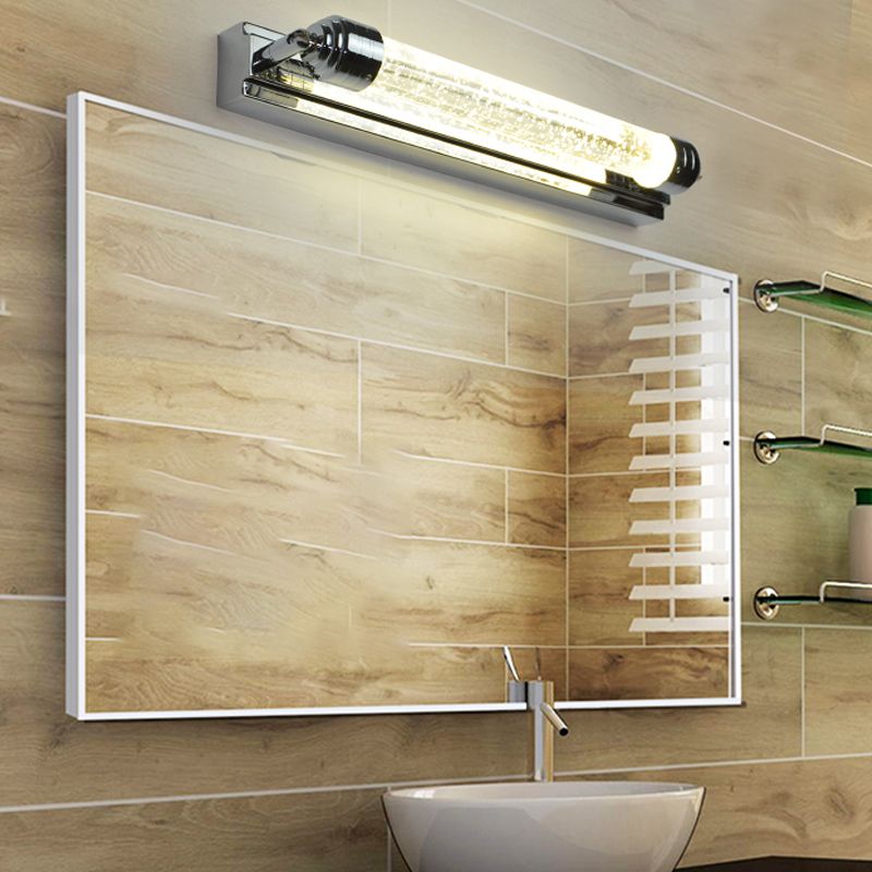 Sombra lineal de 1 luces mate de pared moderno espejo de cristal espejo de la pared lámpara de montaje en plata