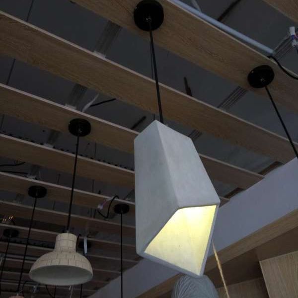 Grijze geometrische hanger lamp Minimalistisch 1-licht cementophanglicht voor eetkamer