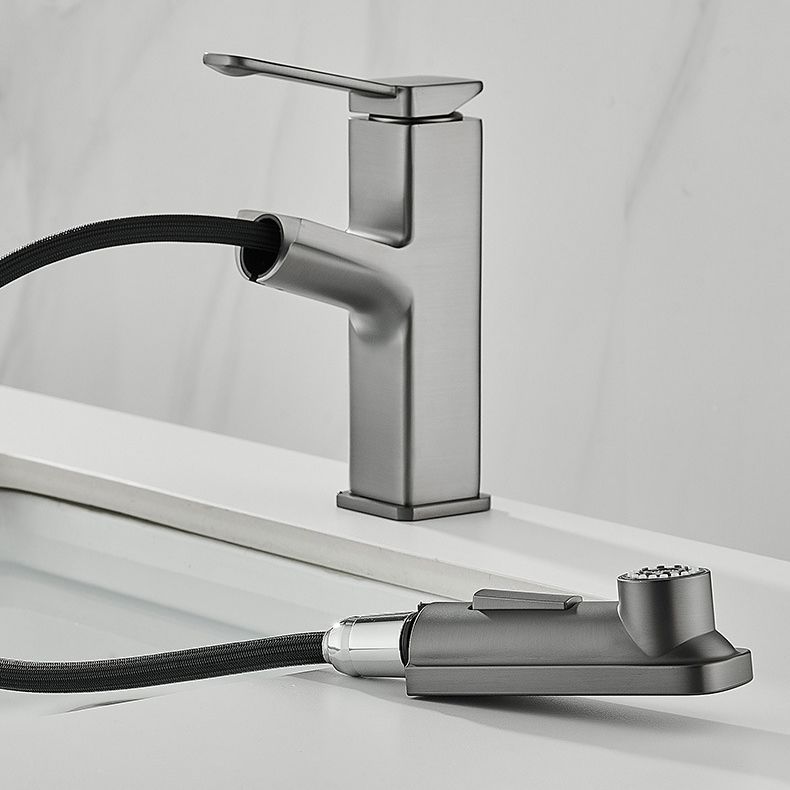 Modern Brass Sink Faucet Centerset Bathroom Faucet with Water Hose