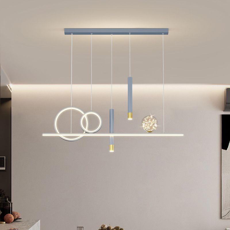 Black/White/Grey Kitchen Island Lighting 6-Light Modern LED Island Pendant Lighting