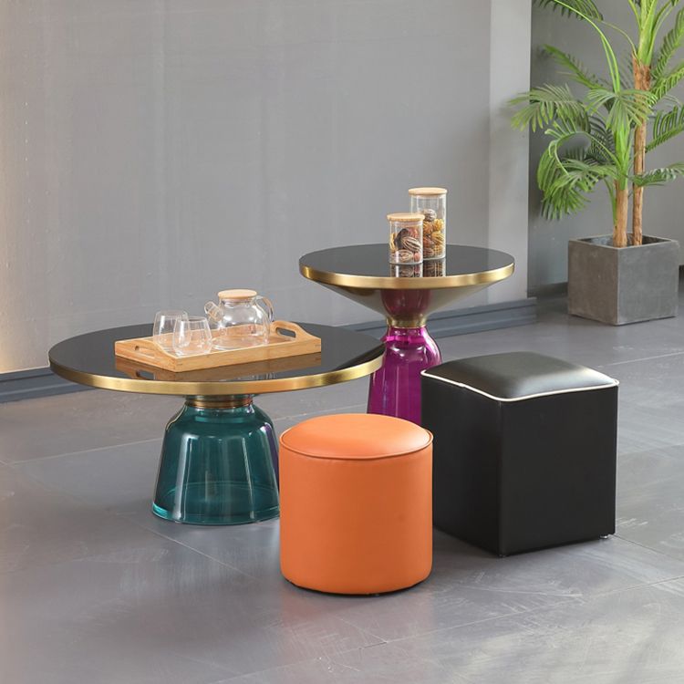 Minimalist Square Footstool Ottoman Pure Color Genuine Leather Ottoman