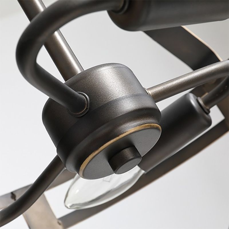 3 Heads Foyer Hanging Chandelier Light Vintage Style Black Pendant Lamp with Bowl Cage Metallic Shade