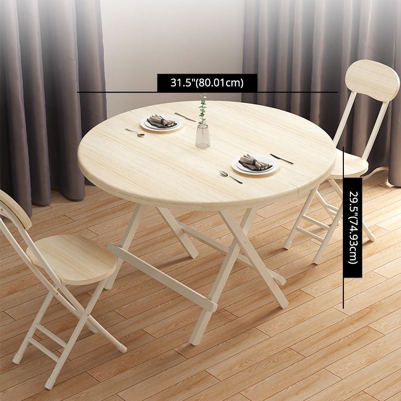 Contemporary Solid Wood Top Dining Room Set with Round Foldable Table Dinette Set