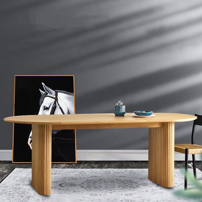 Solid Wood Contemporary Oval Dining Table Wood Top Table for Kitchen and Dining Room
