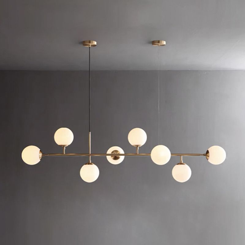 Modern Island Lamp Round Glass Shade Chandelier Light Fixture for Dining Room Kitchen