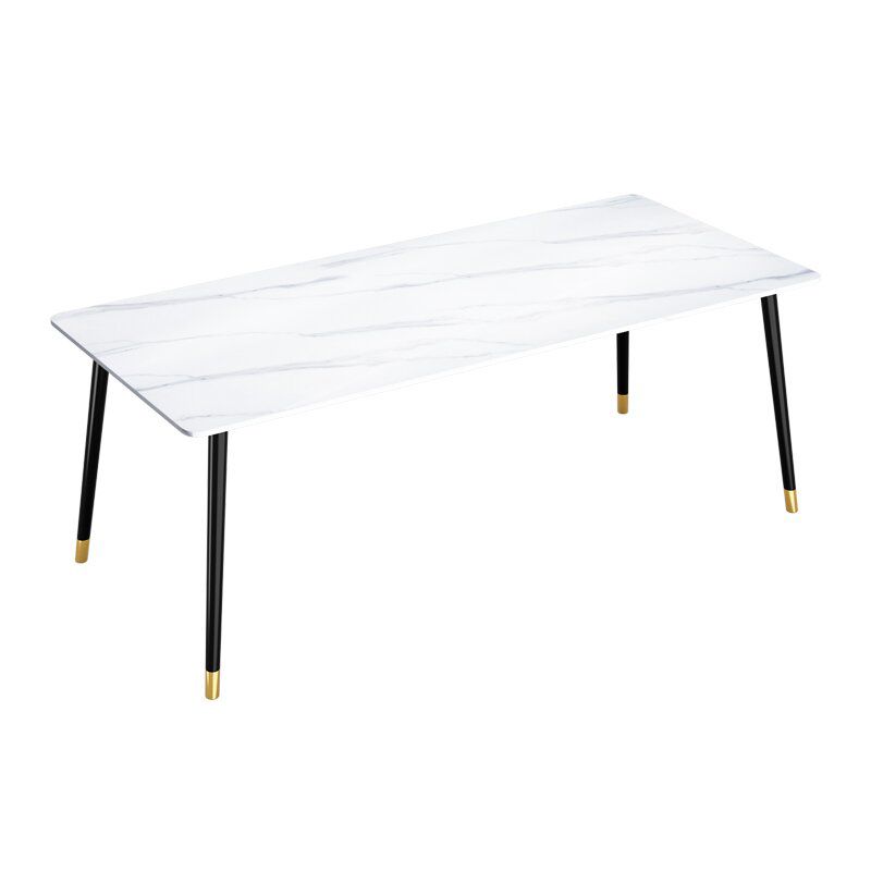 Sintered Stone Dining Table Traditional Luxury White Table with 4 Legs
