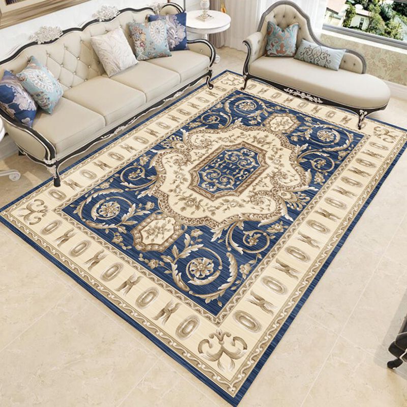 Mehrfarbiger moderner Teppich aus Polyster mit Blumenmuster, rutschfeste Rückseite, schmutzabweisender Innenteppich für den Salon